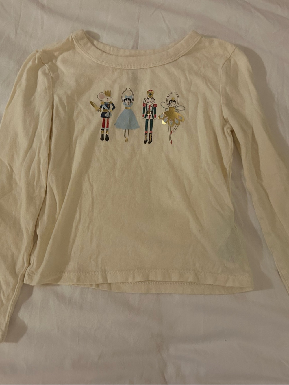 GAP Cream Long Sleeve Nutcracker & Ballerina Graphic Tee